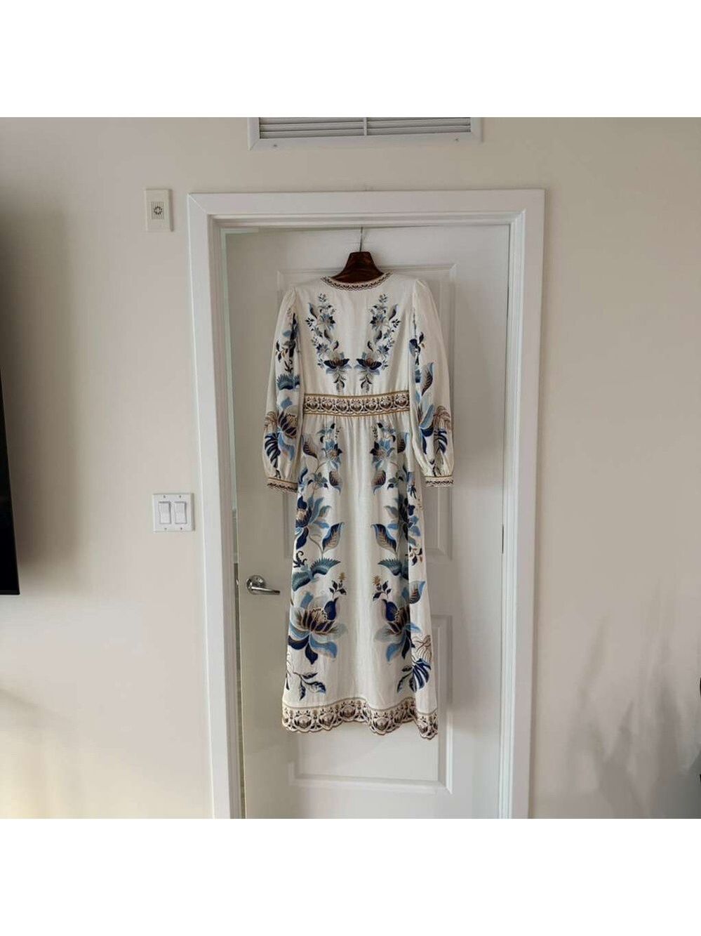 Farm Rio Mystic Blue Lotus Placed Maxi Dress - Picture 8 of 10
